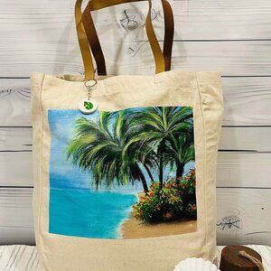 NWT hand painted tote Brenna Beach Tote (orange)